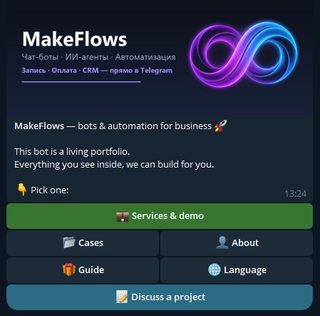 MakeFlows Telegram Bot menu